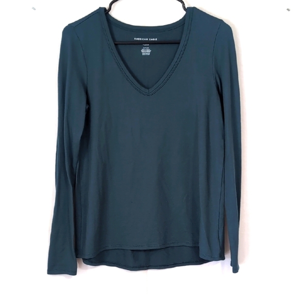 American Eagle Soft And Sexy Long Sleeve Vneck Knit Top Size Small - Picture 1 of 4